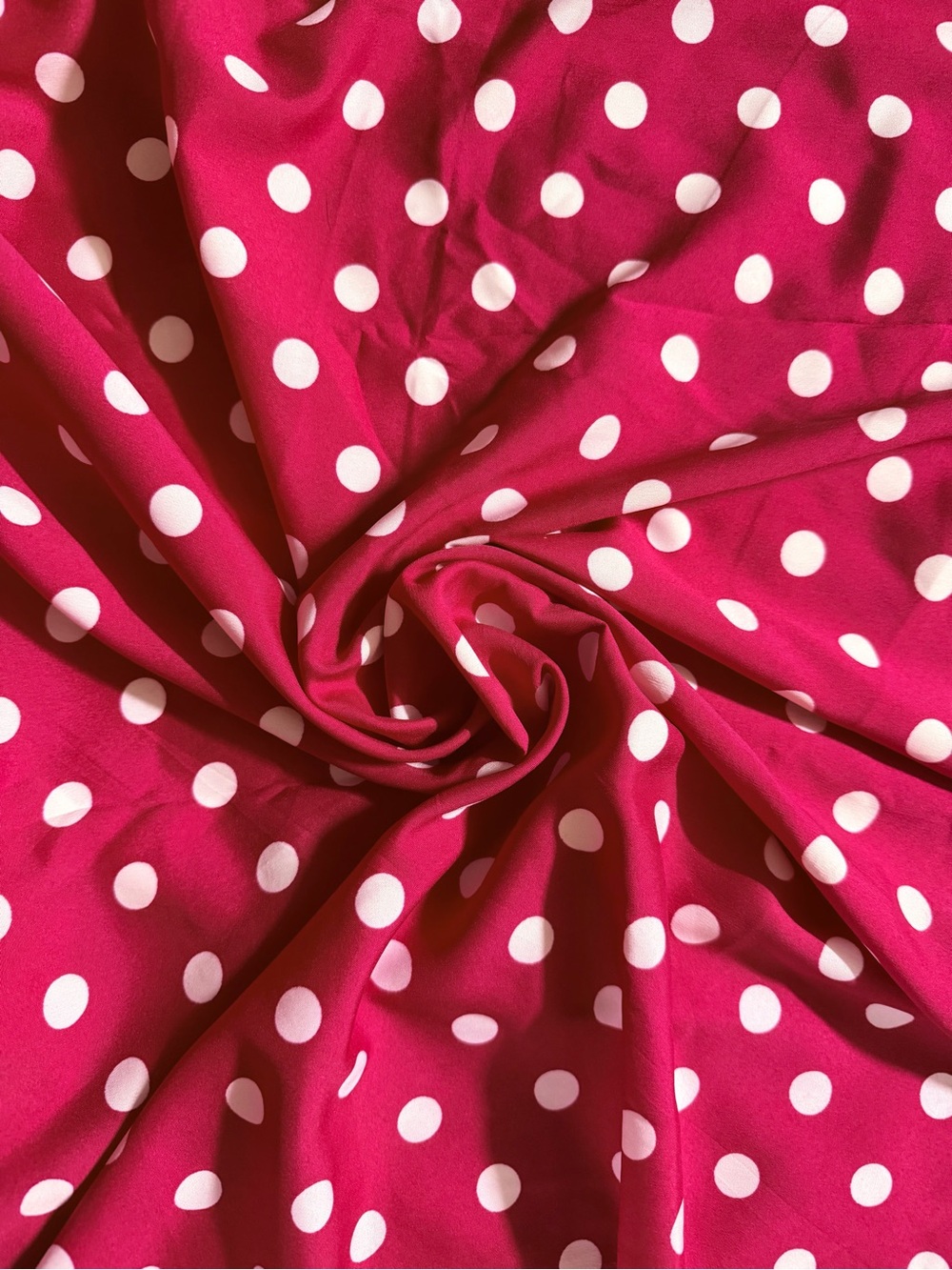 New Polka Dot  Maroon/Red Poly Crepe Fabric 5.5 Yards
